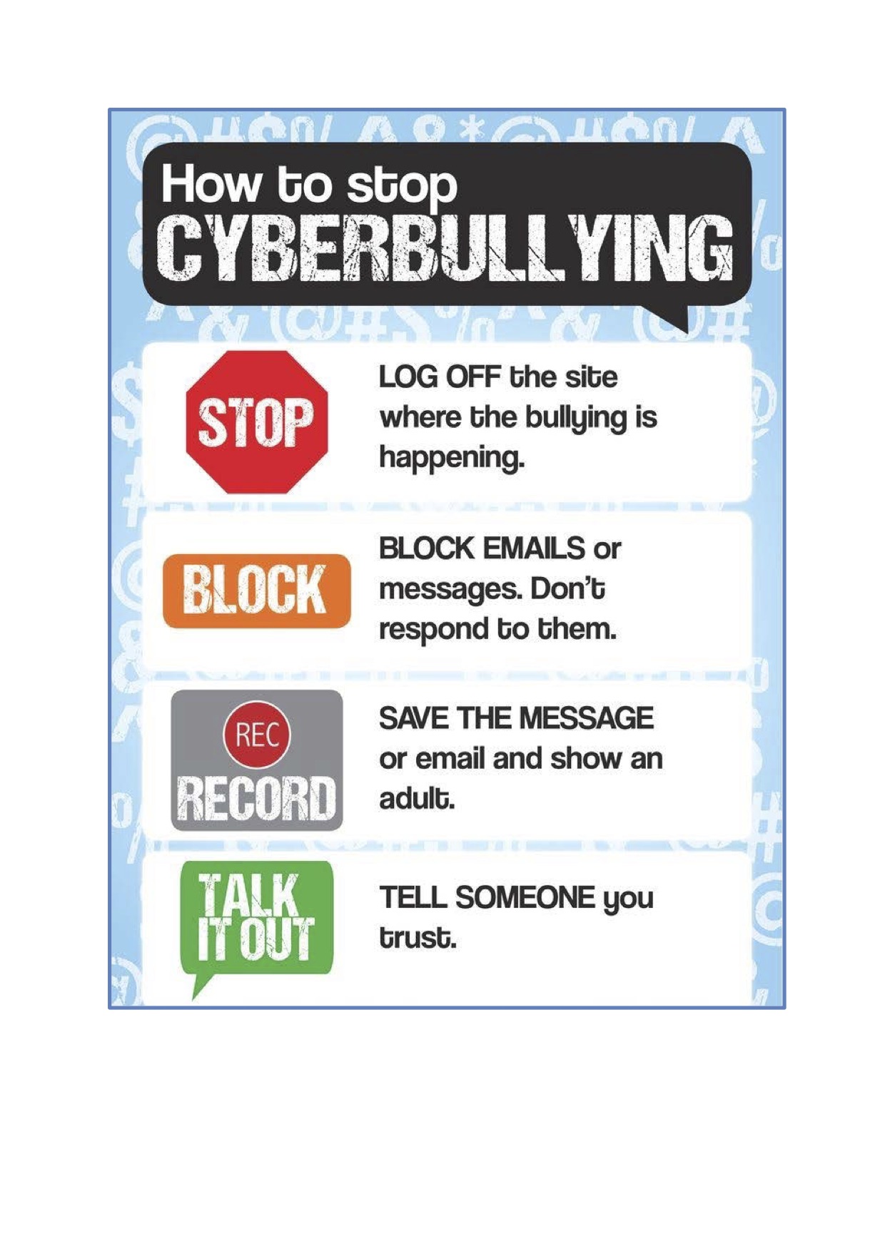Online Safety - cyberbullying poster